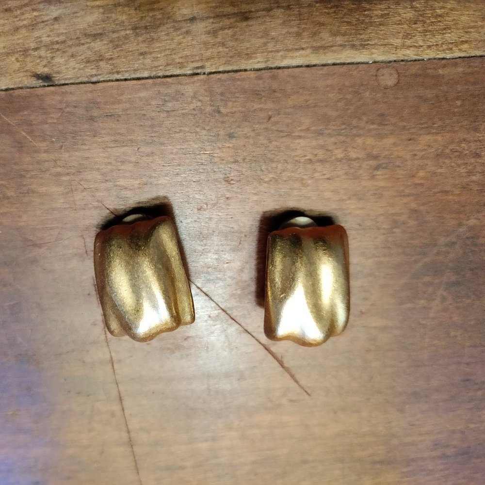 Givenchy 1980s brushed gold clip earrings